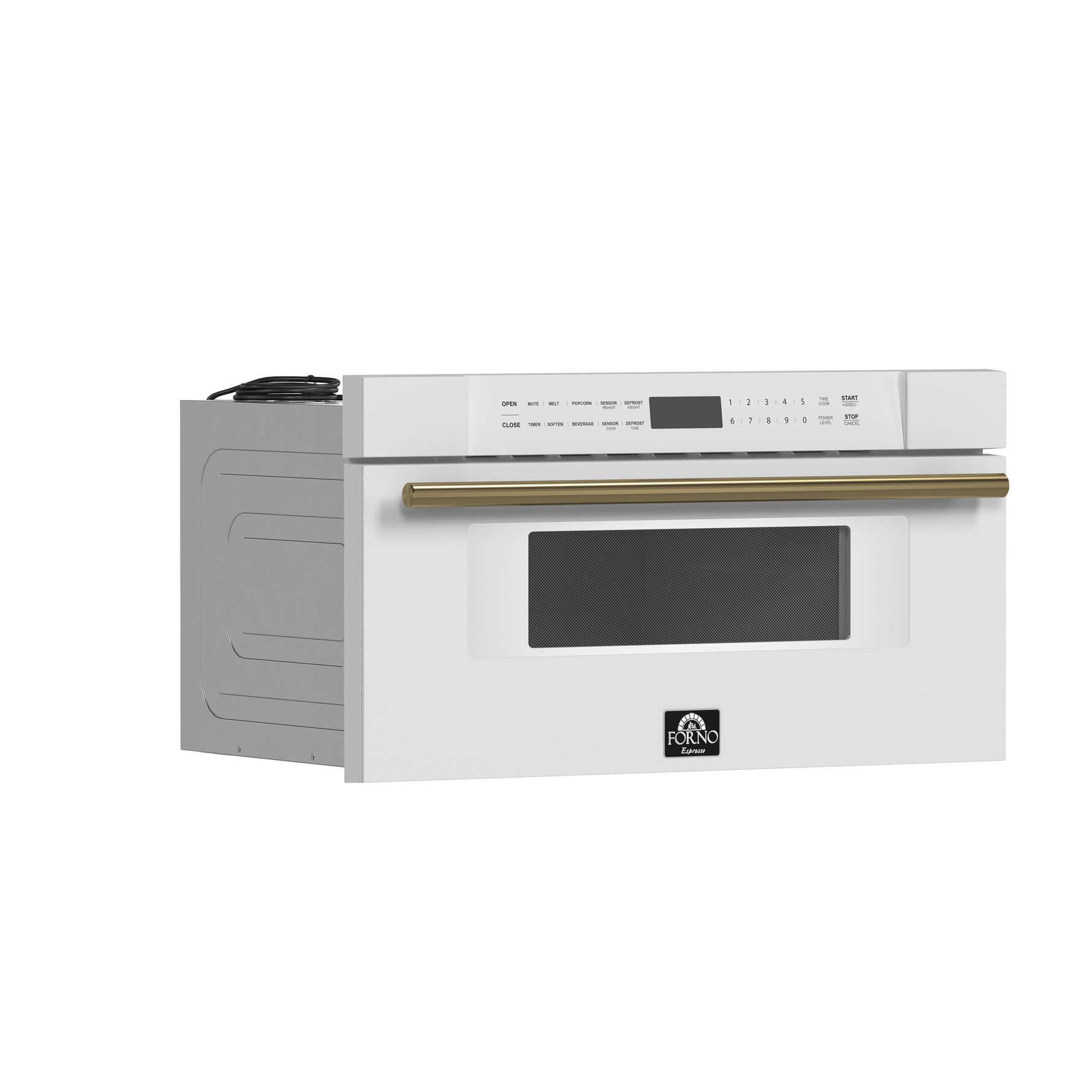 Forno Capoliveri Espresso 30-Inch Microwave Drawer, White, 1.2 cu.ft, 1500 Watts, Built-In, Touch Control LCD Display, Auto-Touch Open/Close, 11 Power Levels, Sensor Cooking - BonPrix Électroménagers