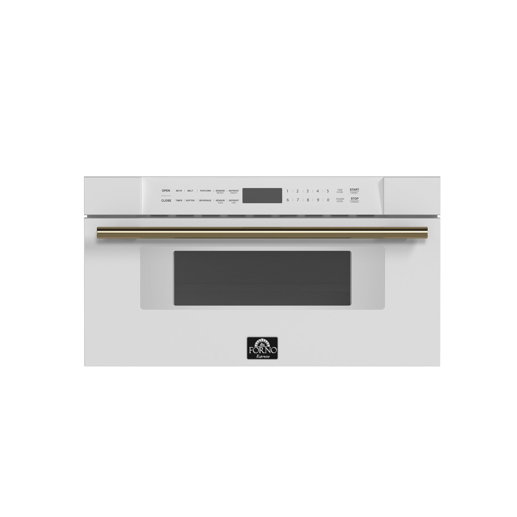 Forno Capoliveri Espresso 30-Inch Microwave Drawer, White, 1.2 cu.ft, 1500 Watts, Built-In, Touch Control LCD Display, Auto-Touch Open/Close, 11 Power Levels, Sensor Cooking - BonPrix Électroménagers
