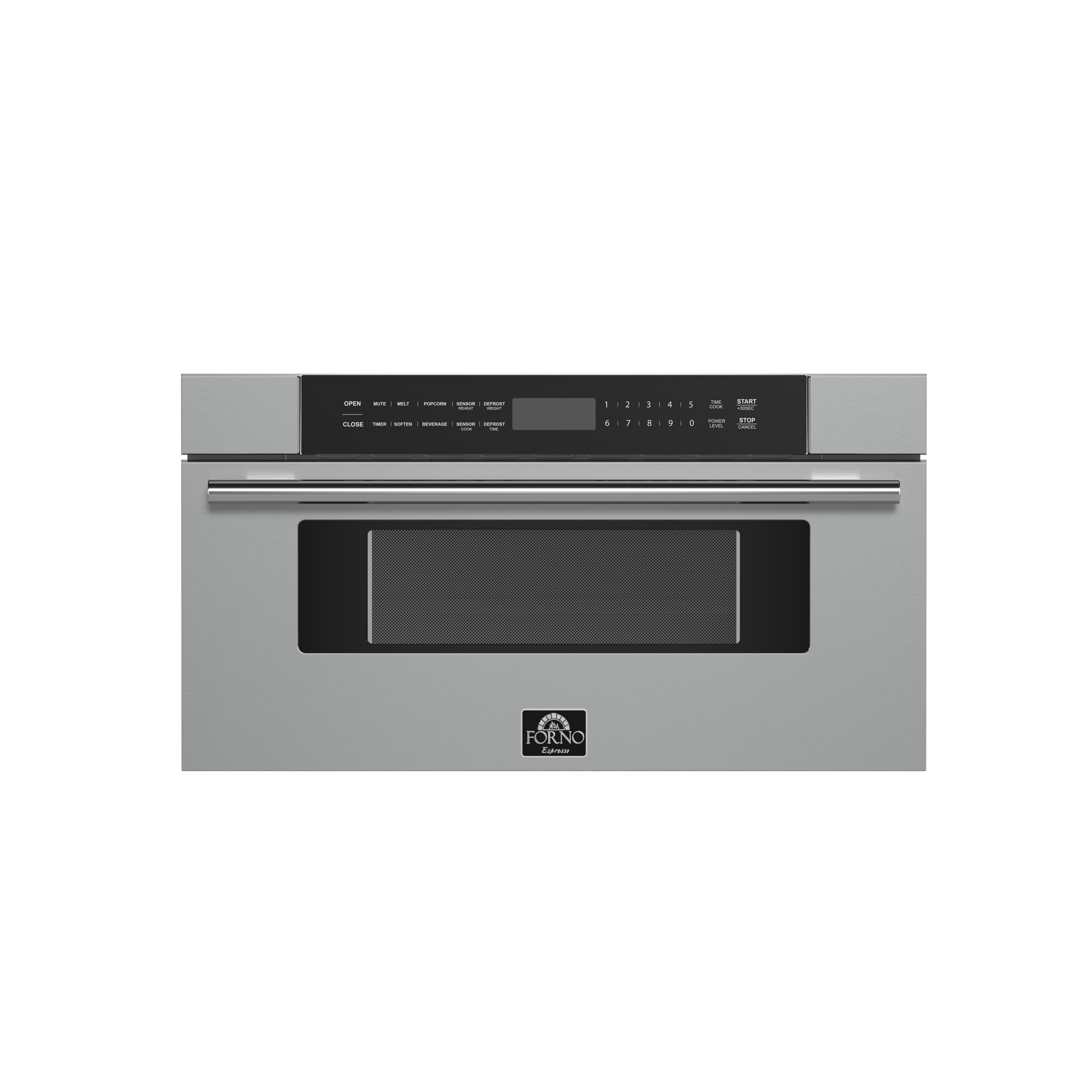 Forno Capoliveri 30-Inch Microwave Drawer, Stainless Steel, 1.2 cu.ft, 1500 Watts, Built-In, Touch Control LCD Display, Auto-Touch Open/Close, 11 Power Levels, Sensor Cooking - BonPrix Électroménagers