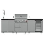 FORNO Bulnes 30-Inch BBQ, 60,000 BTU, 3 Burners with Sear & Rotisserie Infrared Burners, Stainless Steel Outdoor Kitchen with 1.8 cu.ft. Beverage Center & Black Granite Countertops - BonPrix Électroménagers
