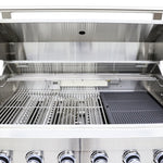 FORNO Bulnes 40-Inch BBQ, 95,000 BTU, 5 Burners, Sear & Rotisserie Infrared with Side Burner, Stainless Steel Outdoor Kitchen with 1.8 cu.ft. Beverage Center & Black Granite Countertops - BonPrix Électroménagers