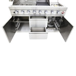 FORNO Bulnes 40-Inch BBQ, 95,000 BTU, 5 Burners, Sear & Rotisserie Infrared with Side Burner, Stainless Steel Outdoor Kitchen with 1.8 cu.ft. Beverage Center & White Sintered Stone Countertops - BonPrix Électroménagers