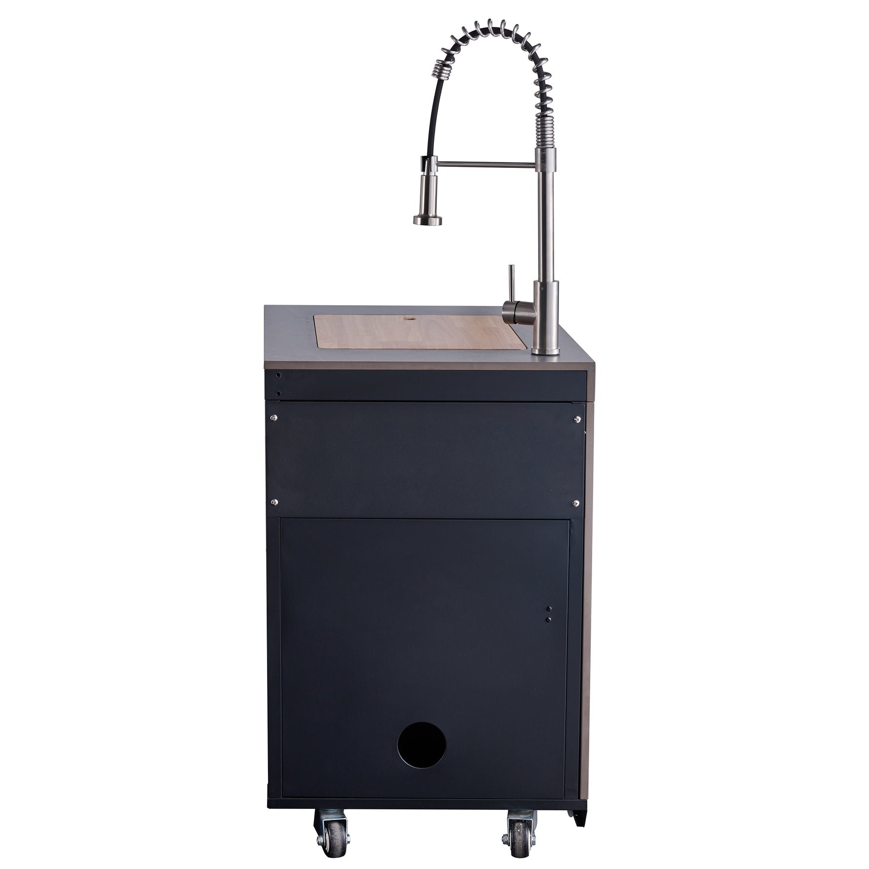 Forno Rimini Outdoor Kitchen 30" BBQ 62,600 BTU, 3 Burners with Sear & Rotisserie, 2.4 cu.ft. Beverage Center, Stainless Steel Sink, Black Cabinets & Gray Sintered Stone Countertop - BonPrix Électroménagers