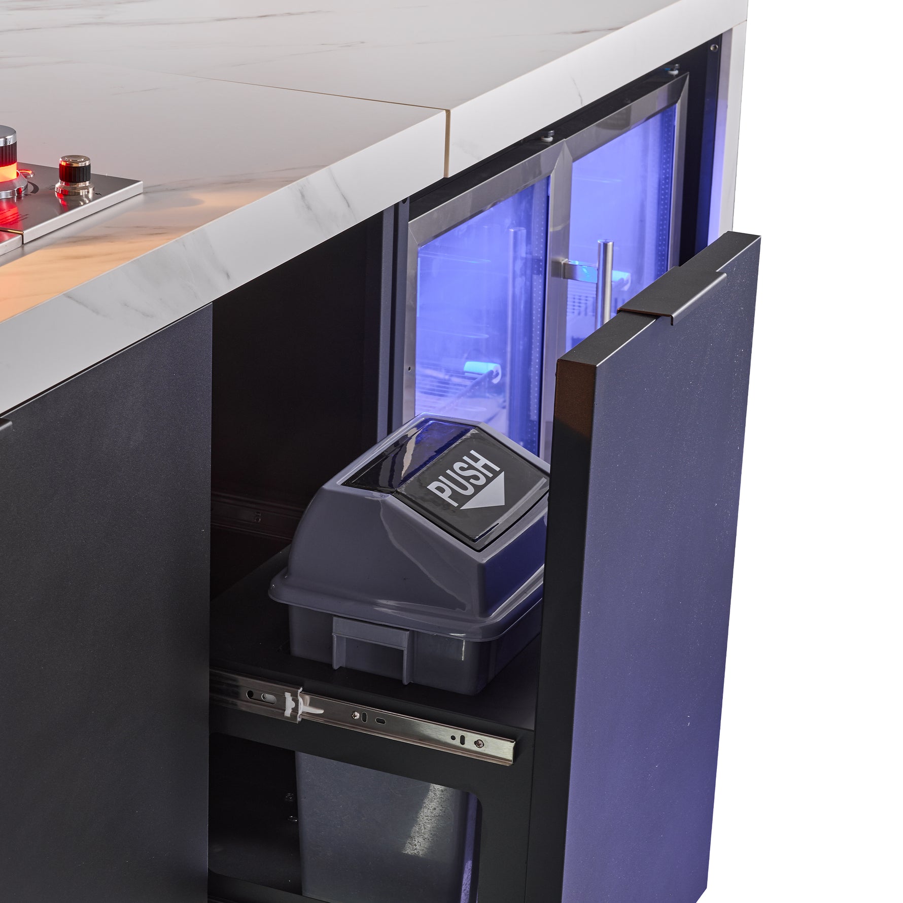 Forno Rimini Outdoor Kitchen: 30" BBQ 62,600 BTU, 4.8 cu.ft. Refrigerators, White Countertops - BonPrix Électroménagers