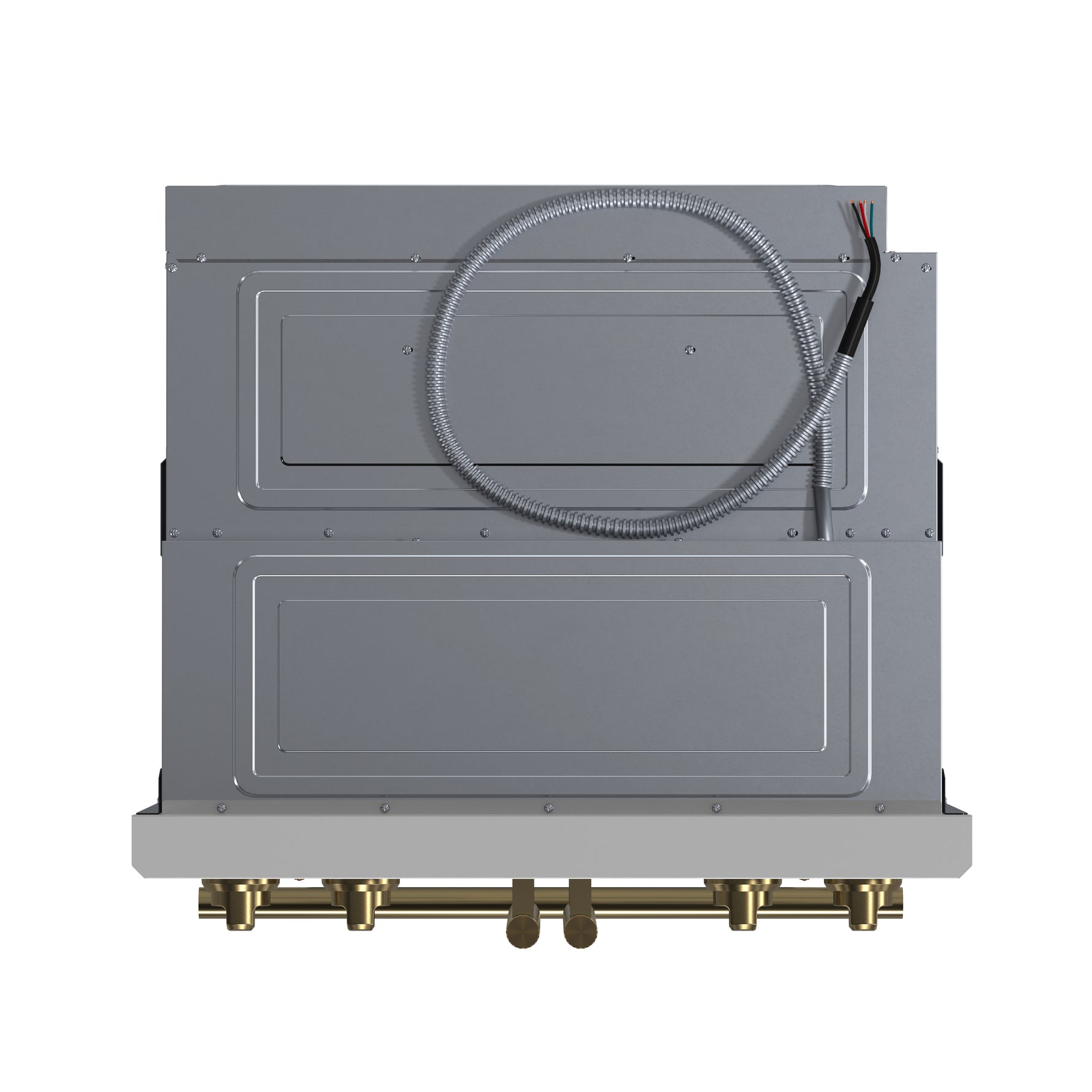 Forno Asti 30-Inch Double Electric Wall Oven with Upper French Doors in White & Antique Brass, 7.36 cu. ft. Dual True Convection, 7,200W, Air Fry, Sous Vide, Self-Clean - BonPrix Électroménagers