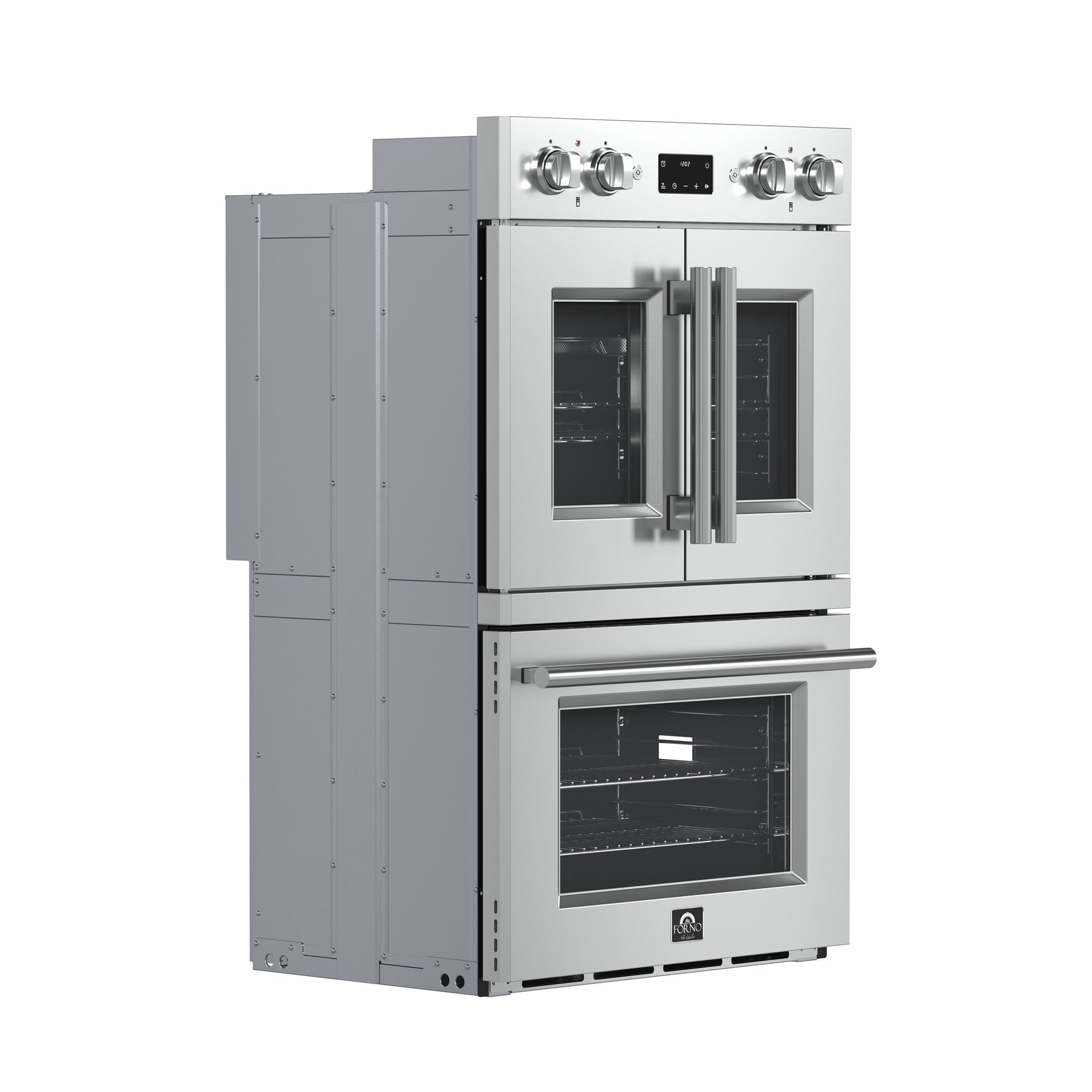Forno Asti 30-Inch Double Electric Wall Oven with Upper French Doors in Stainless Steel, 7.36 cu. ft. Dual True Convection, 7,200W, Air Fry, Sous Vide, Self-Clean - BonPrix Électroménagers