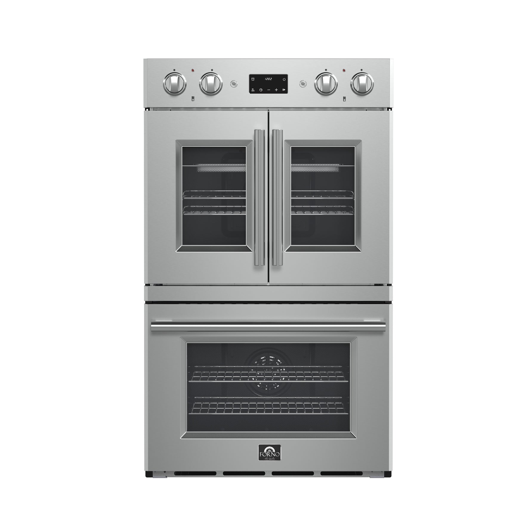 Forno Asti 30-Inch Double Electric Wall Oven with Upper French Doors in Stainless Steel, 7.36 cu. ft. Dual True Convection, 7,200W, Air Fry, Sous Vide, Self-Clean - BonPrix Électroménagers