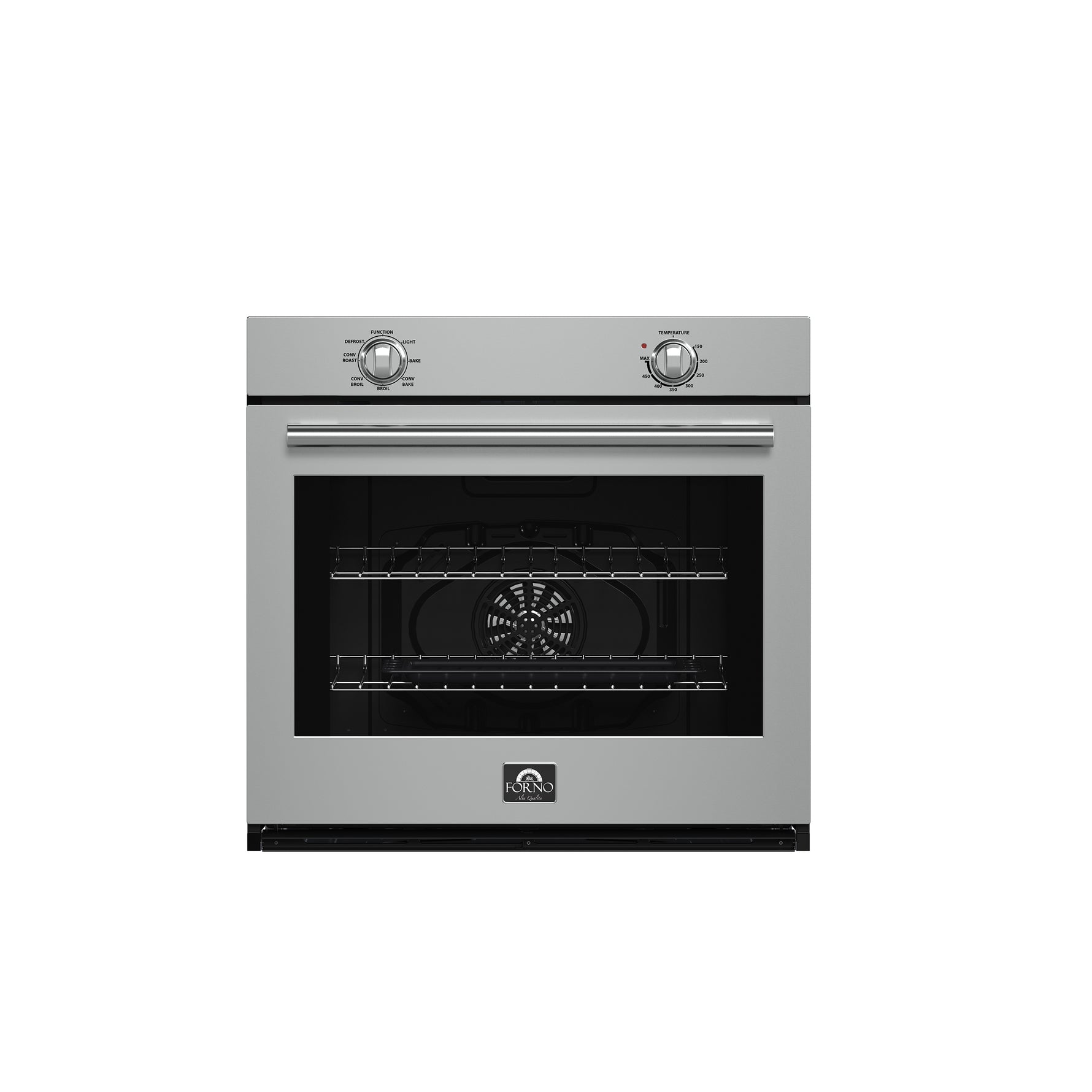 Forno Vomero 30-Inch Wall Oven, Stainless Steel, 5 cu.ft Capacity, 3550 Watts Convection, Mechanical Controls, Self-Cleaning Function - BonPrix Électroménagers
