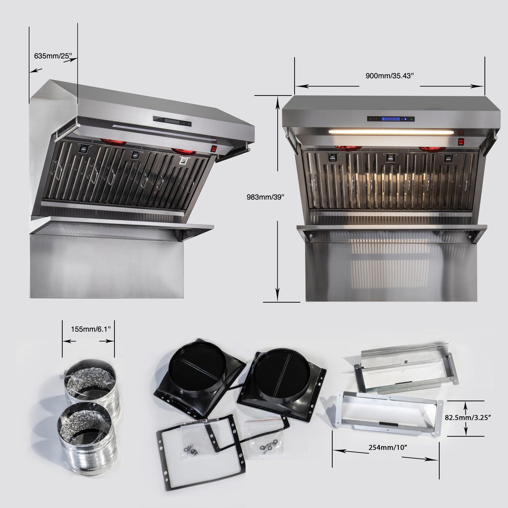 Forno Savona 36-Inch Wall Mount Range Hood, Baffle Filters, Backsplash Included - BonPrix Électroménagers