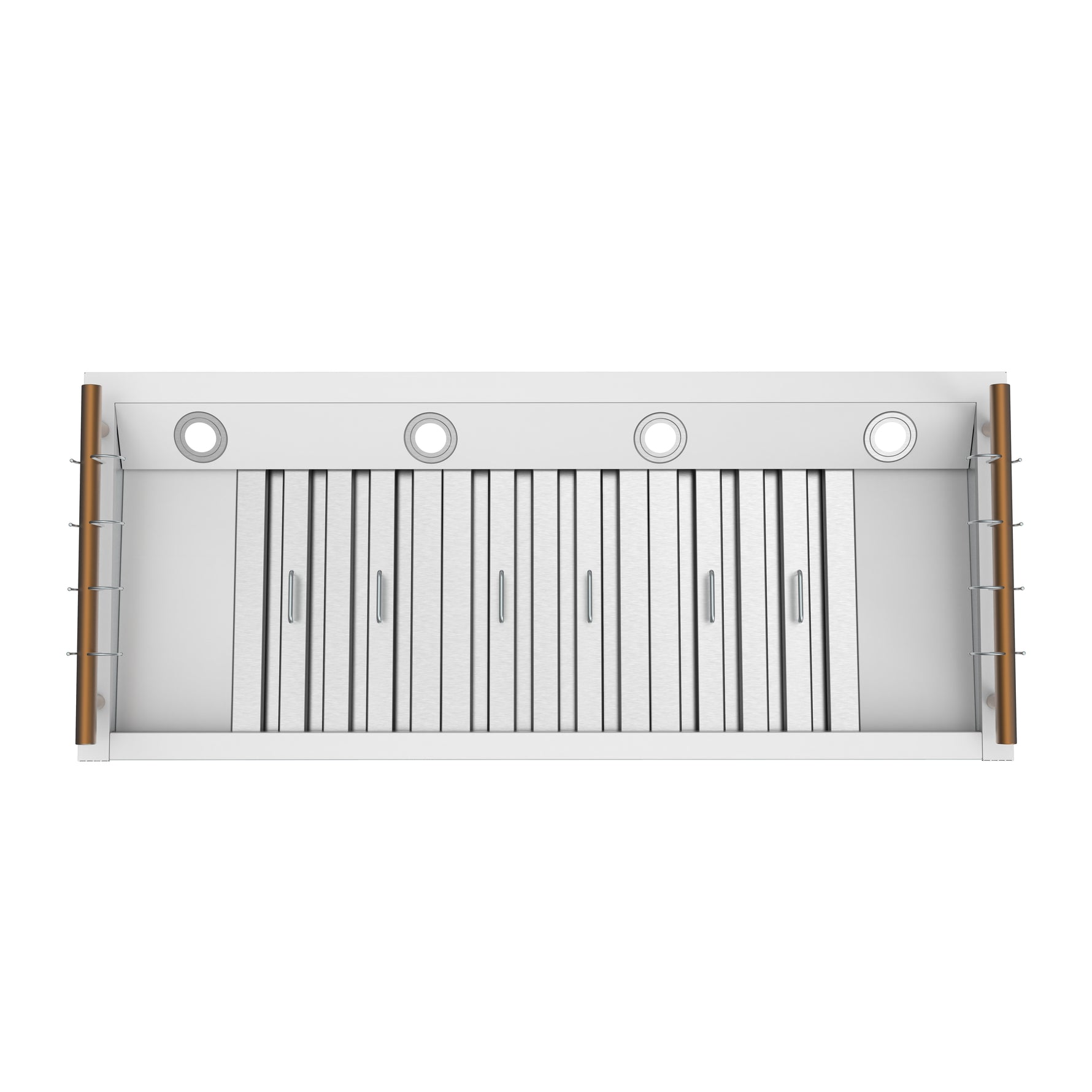 Forno Venezia 48 Inch Wall-Mounted Range Hood in White with Antique Brass Accessories, Touch Controls and Baffle Filters - BonPrix Électroménagers