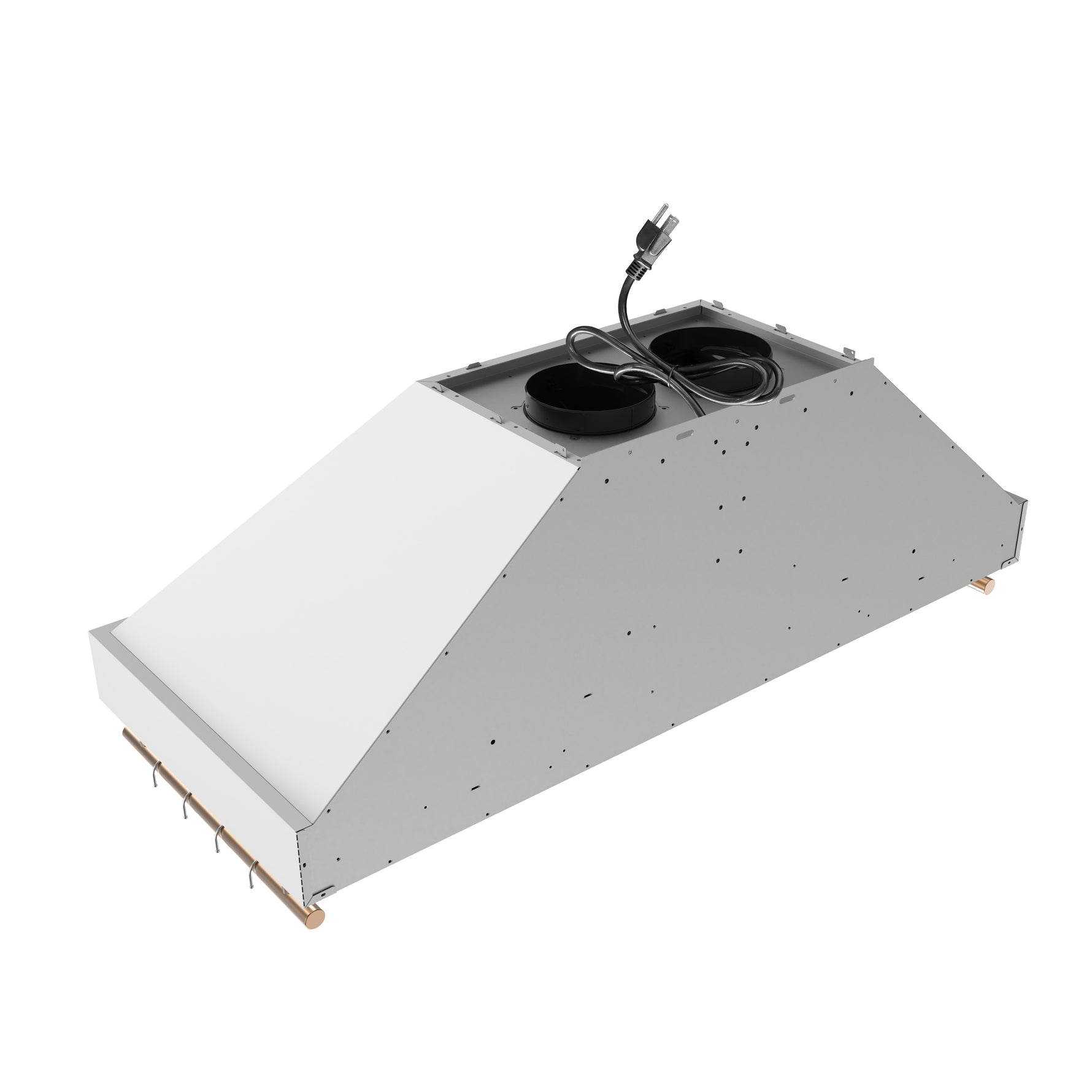 Forno Venezia 48 Inch Wall-Mounted Range Hood in White with Antique Brass Accessories, Touch Controls and Baffle Filters - BonPrix Électroménagers