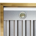Forno Vittorio 36-Inch Wall Mount Range Hood, White with Antique Brass Trim, 600 CFM Airflow, Dishwasher-Safe Baffle Filters, Remote Control, 3-Speed Fan, Bright LED Lighting. - BonPrix Électroménagers