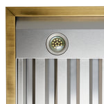 Forno Vittorio 48-Inch Wall Mount Range Hood, White with Antique Brass Trim, 600 CFM Airflow, Dishwasher-Safe Baffle Filters, Remote Control, 3-Speed Fan, Bright LED Lighting - BonPrix Électroménagers