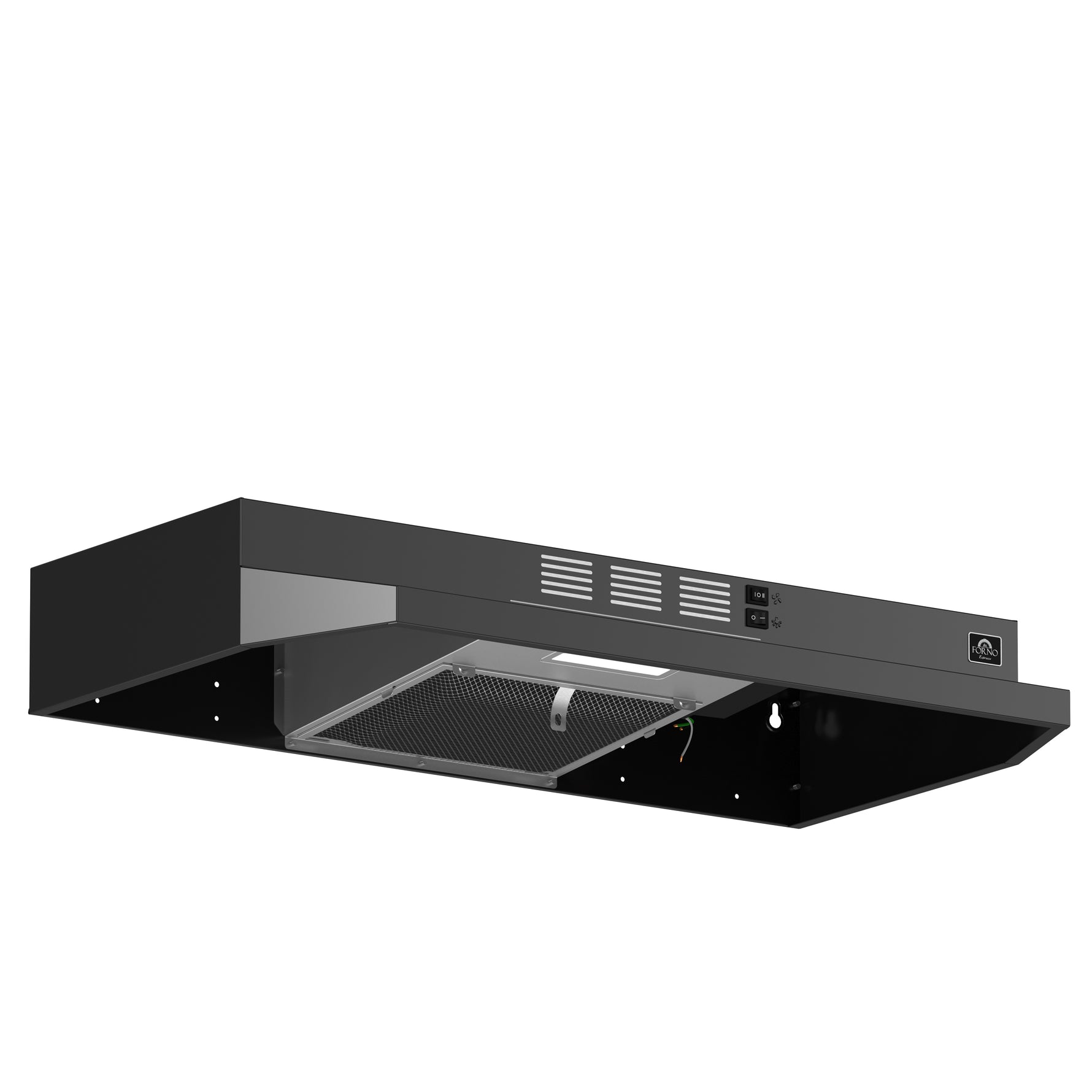 Forno Cappa 30-Inch Under Cabinet Range Hood, Black, 200 CFM, Convertible, LED Lighting - BonPrix Électroménagers