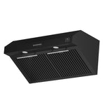 Forno Bari Espresso 30-Inch Under Cabinet Range Hood, Black, 600 CFM, LED Lighting, Dishwasher-Safe Baffle Filters, 3-Speed Fan Control - BonPrix Électroménagers