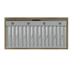 Forno Vittorio 48-Inch Wall Mount Range Hood, White with Antique Brass Trim, 600 CFM Airflow, Dishwasher-Safe Baffle Filters, Remote Control, 3-Speed Fan, Bright LED Lighting - BonPrix Électroménagers