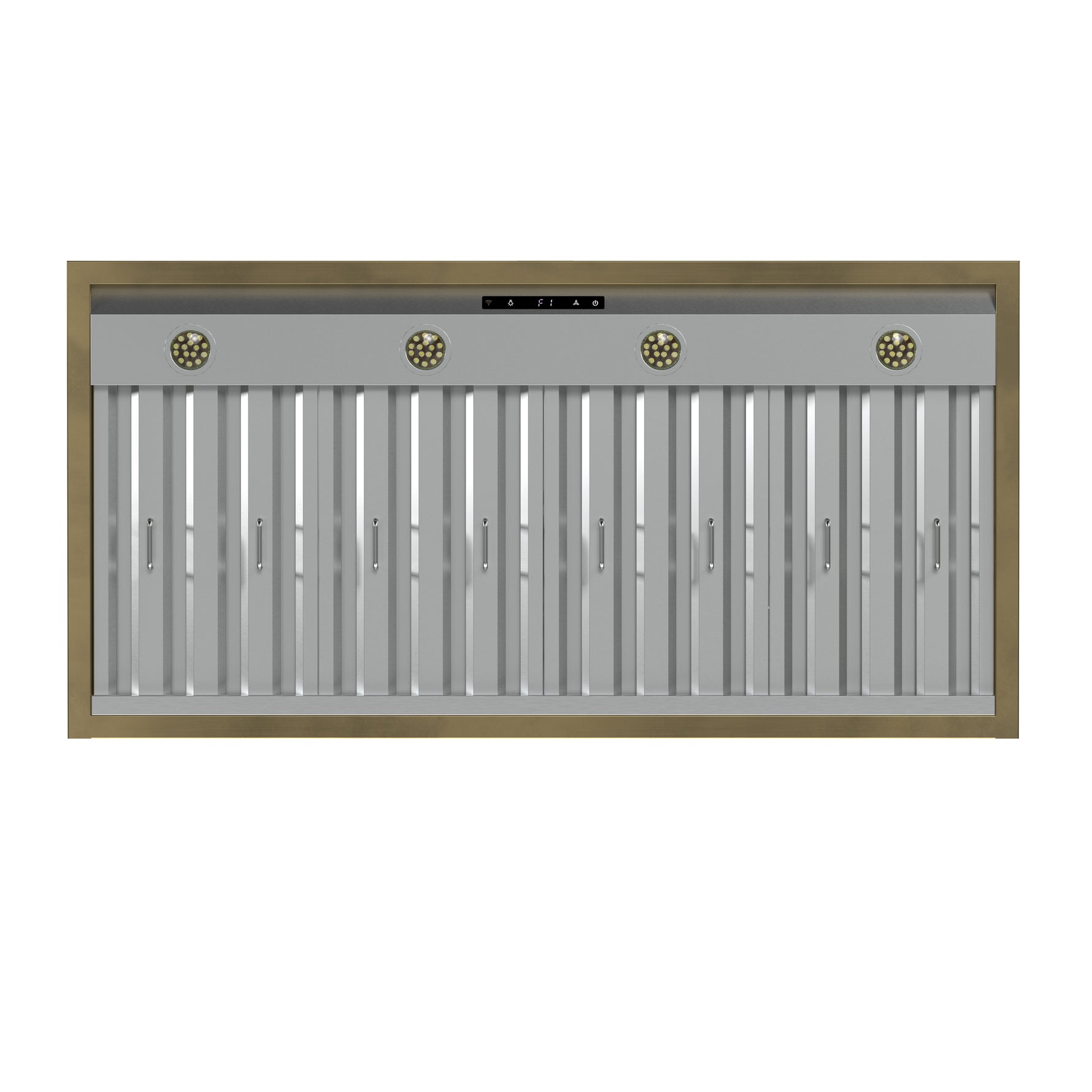 Forno Vittorio 48-Inch Wall Mount Range Hood, White with Antique Brass Trim, 600 CFM Airflow, Dishwasher-Safe Baffle Filters, Remote Control, 3-Speed Fan, Bright LED Lighting - BonPrix Électroménagers