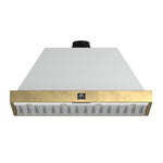 Forno Vittorio 48-Inch Wall Mount Range Hood, White with Antique Brass Trim, 600 CFM Airflow, Dishwasher-Safe Baffle Filters, Remote Control, 3-Speed Fan, Bright LED Lighting - BonPrix Électroménagers