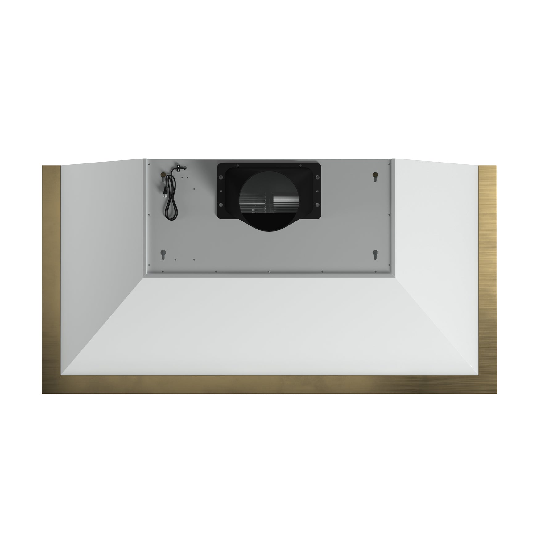 Forno Vittorio 48-Inch Wall Mount Range Hood, White with Antique Brass Trim, 600 CFM Airflow, Dishwasher-Safe Baffle Filters, Remote Control, 3-Speed Fan, Bright LED Lighting - BonPrix Électroménagers