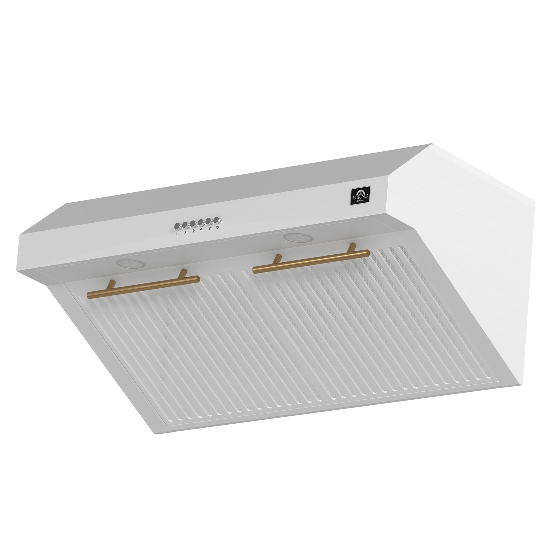 Forno Bari Espresso 30-Inch Under Cabinet Range Hood, White, 600 CFM, LED Lighting, Dishwasher-Safe Baffle Filters, 3-Speed Fan Control - BonPrix Électroménagers