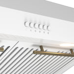 Forno Bari Espresso 30-Inch Under Cabinet Range Hood, White, 600 CFM, LED Lighting, Dishwasher-Safe Baffle Filters, 3-Speed Fan Control - BonPrix Électroménagers