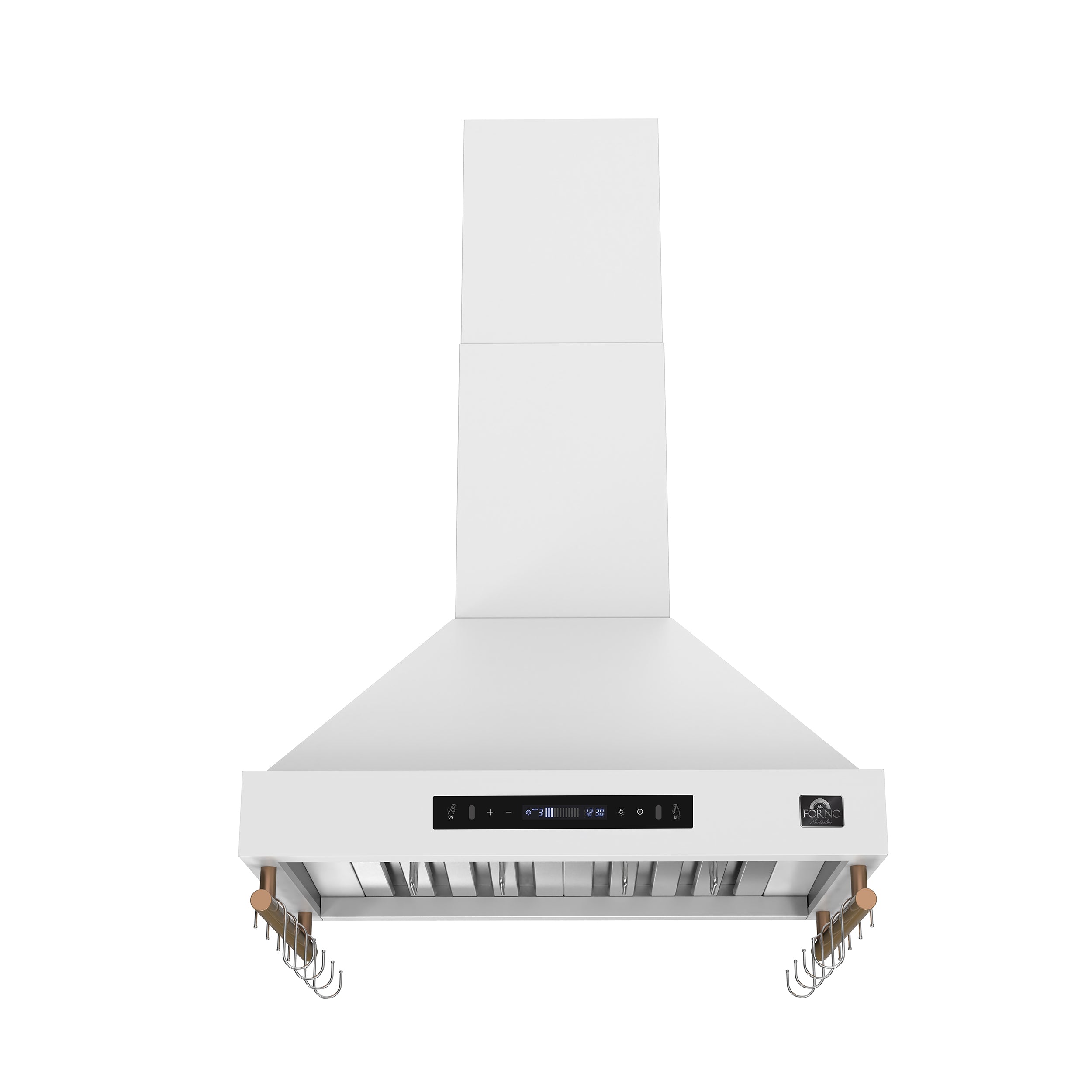 Forno Venezia 30 Inch Wall-Mounted Range Hood in White with Touch Controls and Baffle Filters - BonPrix Électroménagers