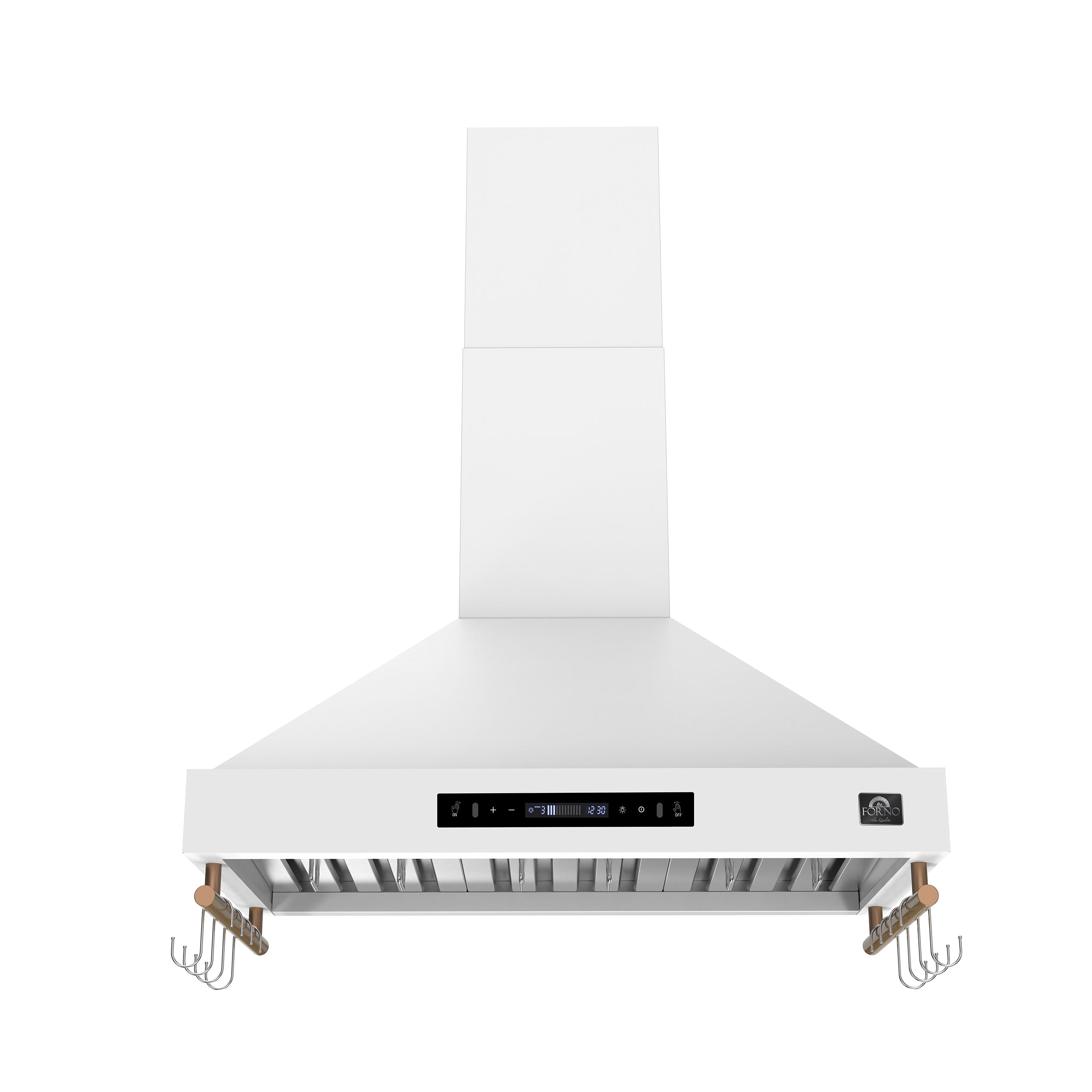 Forno Venezia 36 Inch Wall-Mounted Range Hood in White with Touch Controls and Baffle Filters - BonPrix Électroménagers