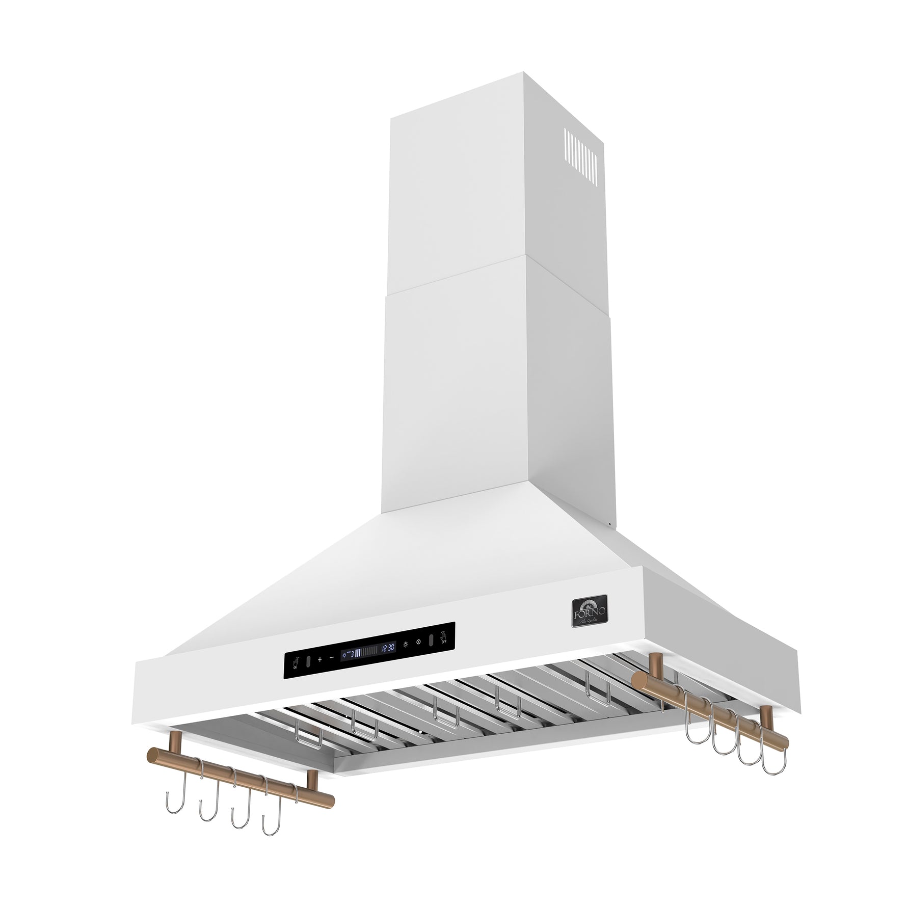 Forno Venezia 36 Inch Wall-Mounted Range Hood in White with Touch Controls and Baffle Filters - BonPrix Électroménagers