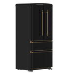 Forno Luigi 33-Inch French Door Refrigerator, 18 cu.ft, Black Finish, Antique Brass Handles, ENERGY STAR Certified - BonPrix Électroménagers