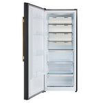 Forno Maderno 28-Inch Convertible Upright Freezer/Refrigerator in Black with Antique Brass Handle, 13.6 cu.ft., Left Swing - BonPrix Électroménagers