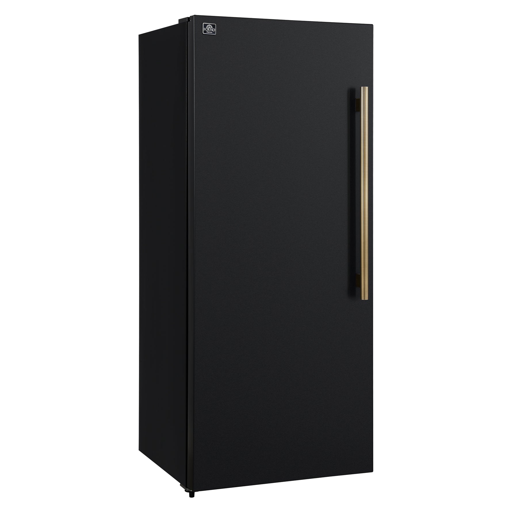 Forno Maderno 28-Inch Convertible Upright Freezer/Refrigerator in Black with Antique Brass Handle, 13.6 cu.ft., Left Swing - BonPrix Électroménagers