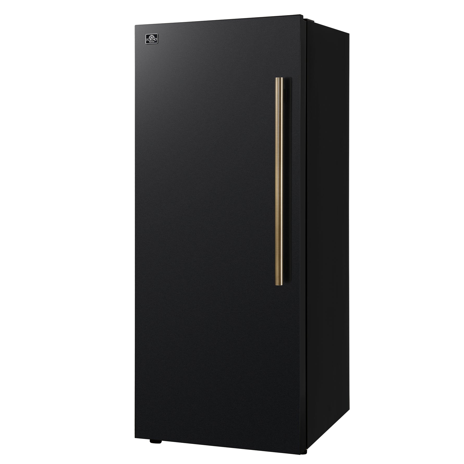 Forno Maderno 28-Inch Convertible Upright Freezer/Refrigerator in Black with Antique Brass Handle, 13.6 cu.ft., Left Swing - BonPrix Électroménagers