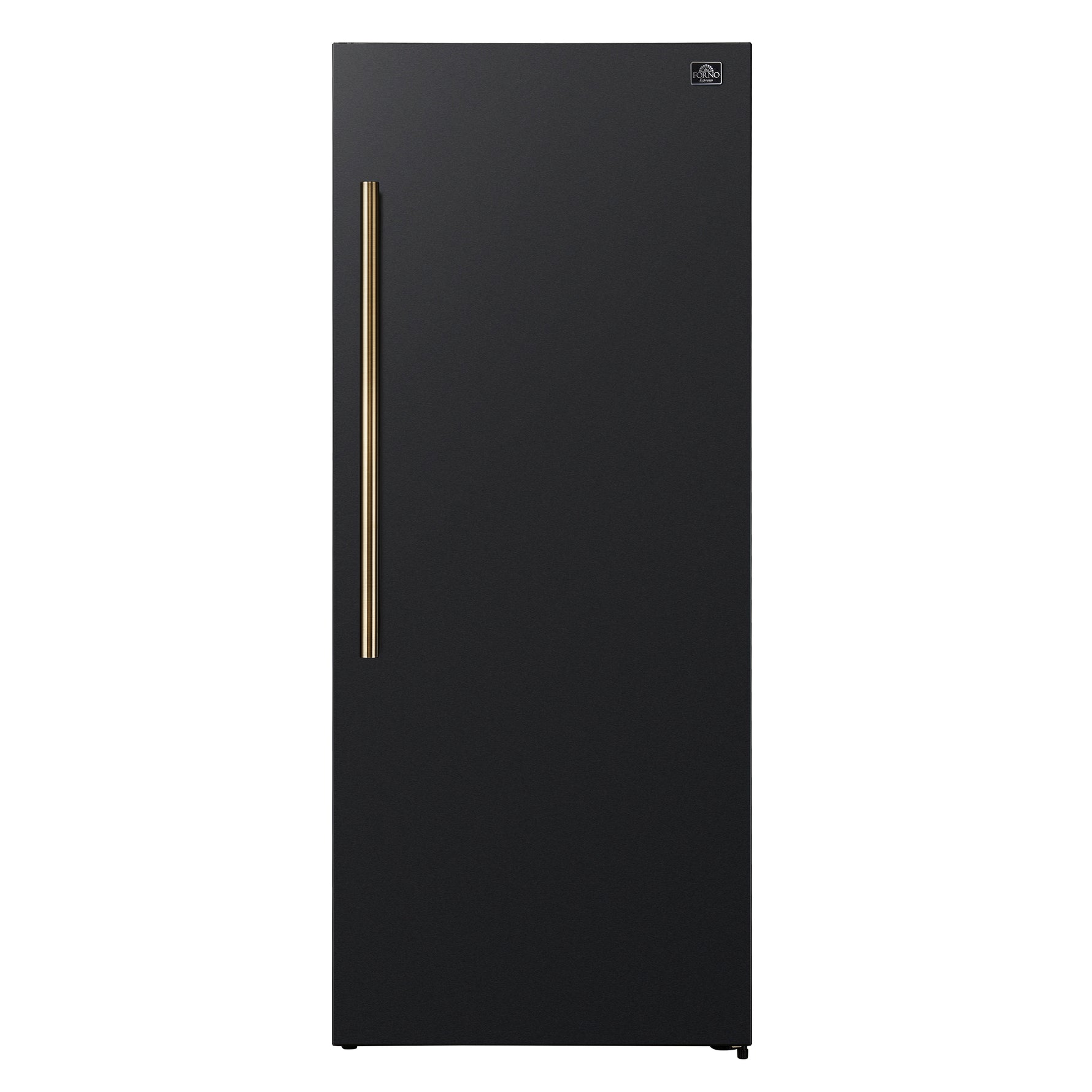 Forno Maderno 28-Inch Convertible Freezer/Refrigerator in Black with Antique Brass Handle, 13.6 cu.ft. Right Swing - BonPrix Électroménagers