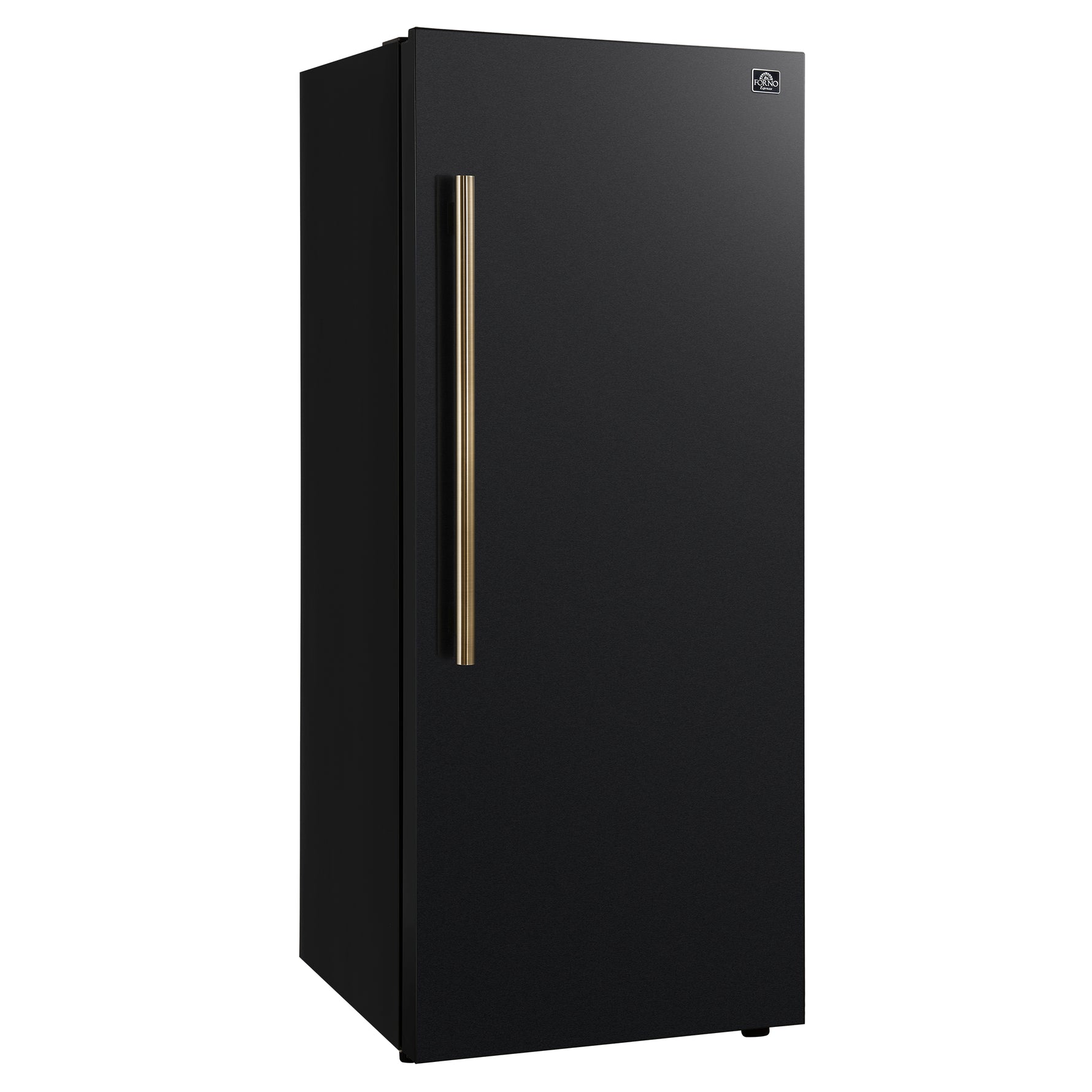 Forno Maderno 28-Inch Convertible Freezer/Refrigerator in Black with Antique Brass Handle, 13.6 cu.ft. Right Swing - BonPrix Électroménagers