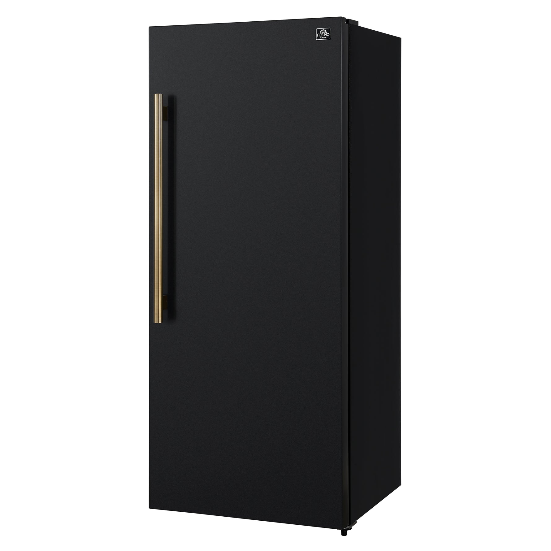 Forno Maderno 28-Inch Convertible Freezer/Refrigerator in Black with Antique Brass Handle, 13.6 cu.ft. Right Swing - BonPrix Électroménagers