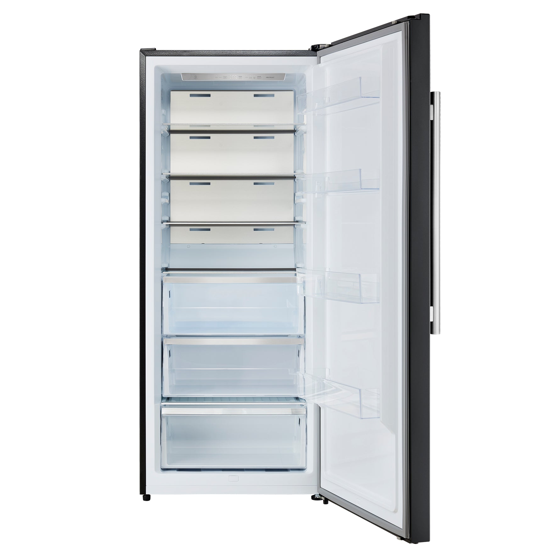 Forno Maderno 28-Inch Convertible Freezer/Refrigerator in Black with Antique Brass Handle, 13.6 cu.ft. Right Swing - BonPrix Électroménagers