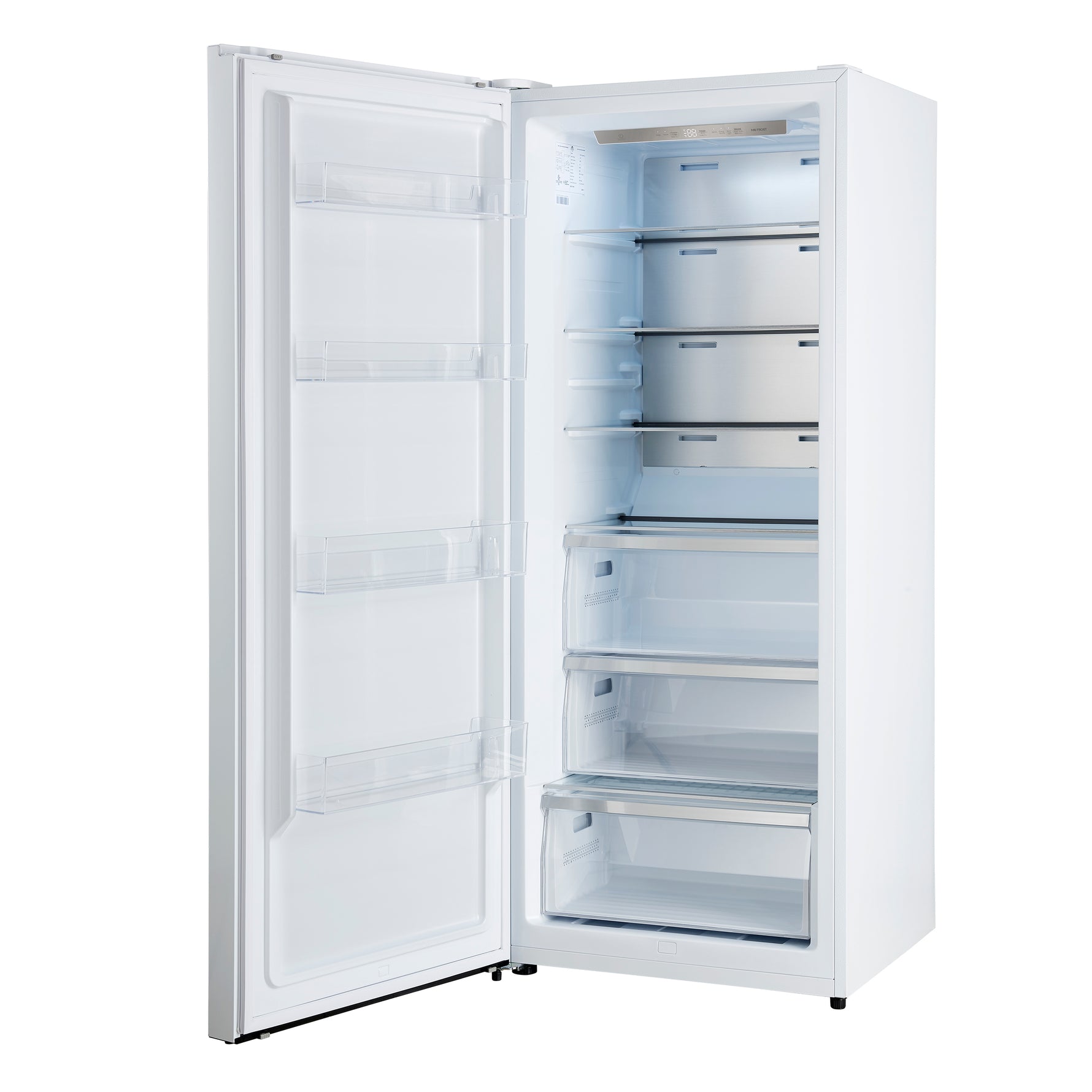 Forno Maderno 28-Inch Convertible Upright Freezer/Refrigerator in White with Antique Brass Handle, 13.6 cu.ft., Left Swing - BonPrix Électroménagers