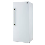 Forno Maderno 28-Inch Built-In Convertible Refrigerator in White with Antique Brass Handle, 13.6 cu.ft. Right Swing with Decorative Trim - 32-Inch Wide - BonPrix Électroménagers