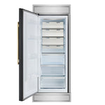 Forno Maderno 28-Inch Built-In Convertible Refrigerator in Black with Antique Brass, 13.6 cu.ft, Left Swing, Decorative Grill, ENERGY STAR Certified - BonPrix Électroménagers