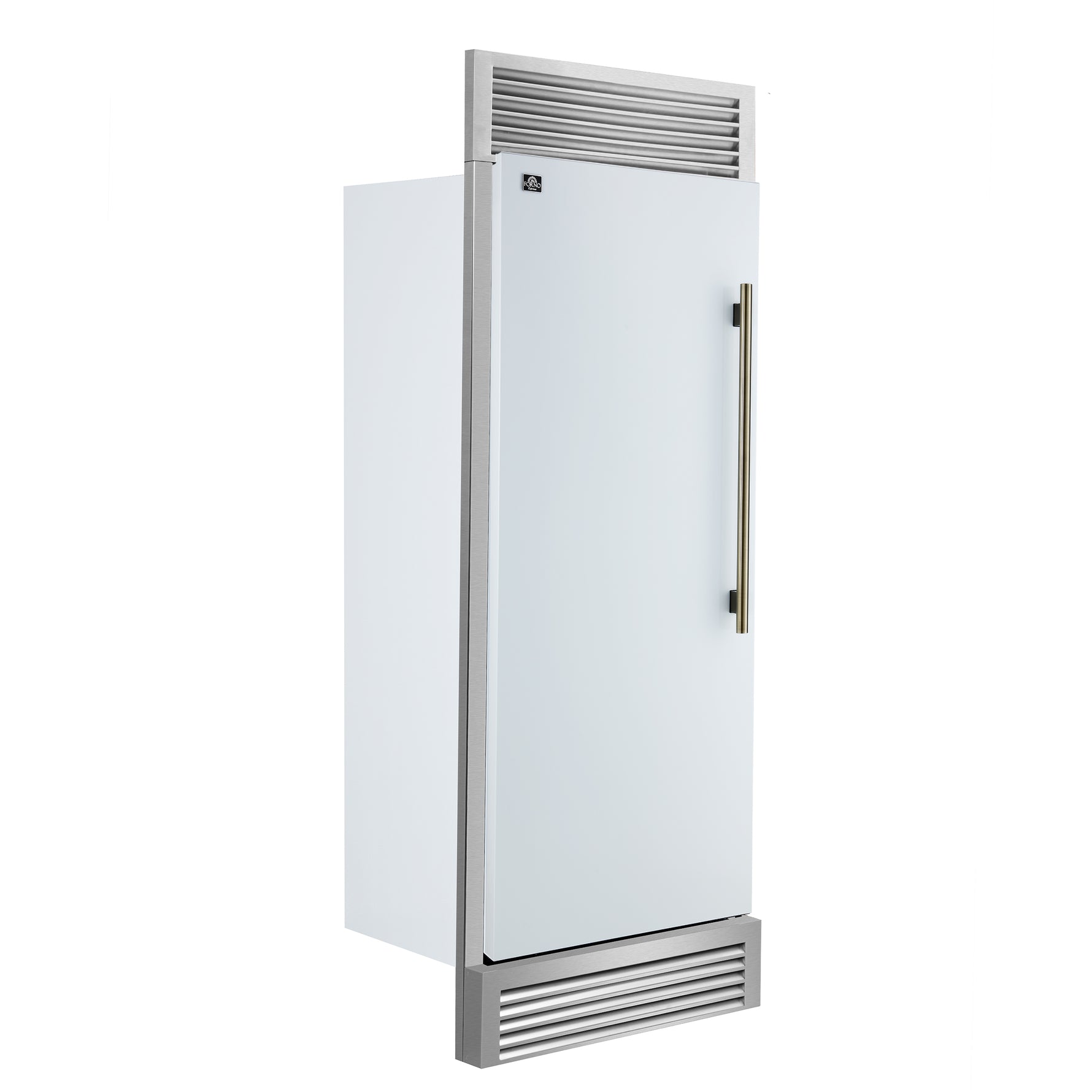 Forno Maderno 28" Built-In Convertible Refrigerator in White, 13.6 cu.ft. Left Swing with Decorative Grill - 32" Wide - BonPrix Électroménagers