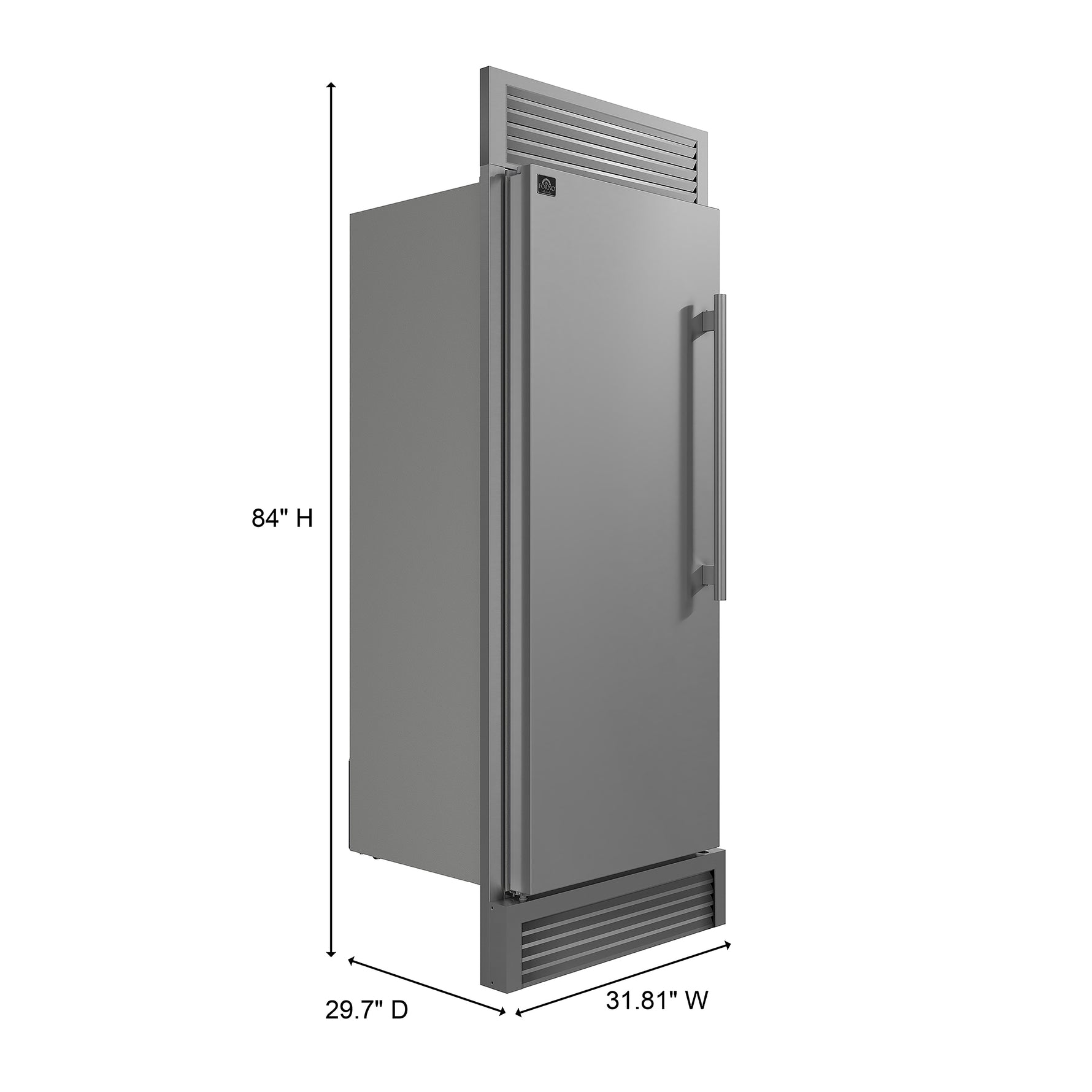 Forno Maderno 28" Built-In Convertible Refrigerator, 13.6 cu.ft. Left Swing with Decorative Grill - 32" Wide - BonPrix Électroménagers