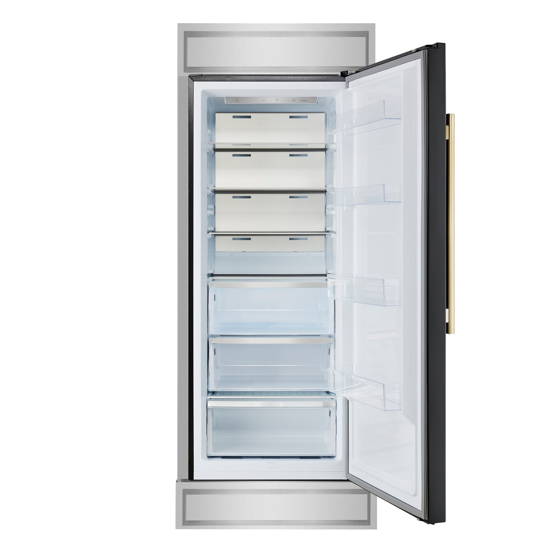 Forno Maderno 28-Inch Built-In Convertible Refrigerator in Black with Antique Brass Handle, 13.6 cu.ft. Right Swing with Decorative Grill - 32-Inch Wide - BonPrix Électroménagers