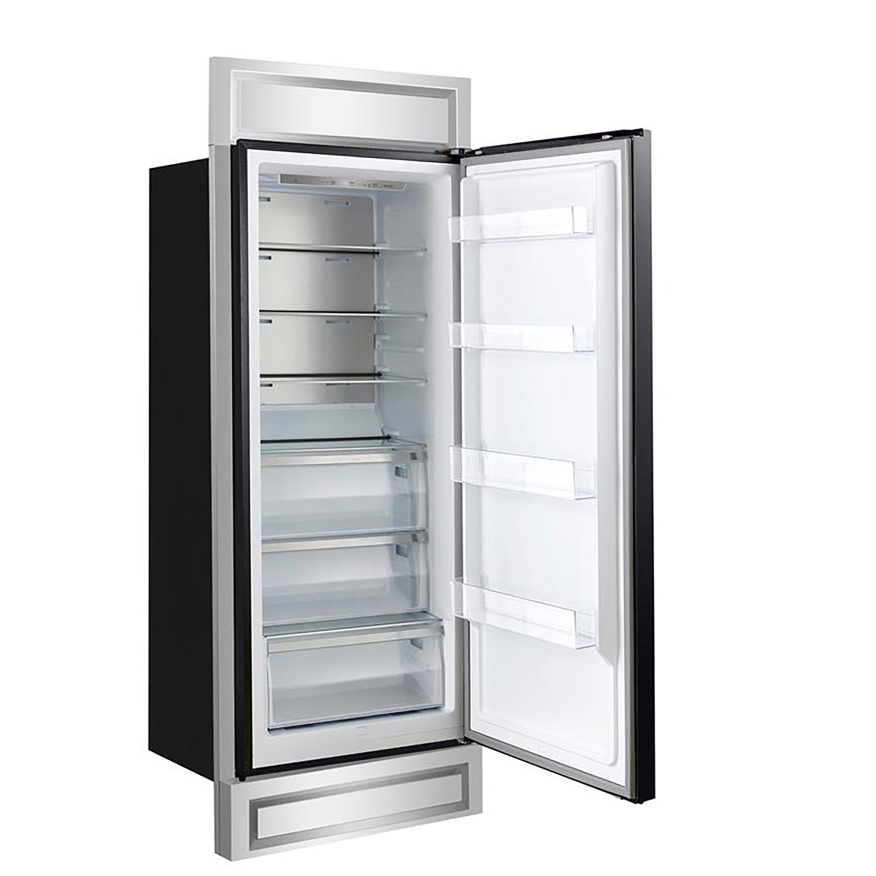 Forno Maderno 28-Inch Built-In Convertible Refrigerator in Black with Antique Brass Handle, 13.6 cu.ft. Right Swing with Decorative Grill - 32-Inch Wide - BonPrix Électroménagers