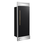 Forno Maderno 28-Inch Built-In Convertible Refrigerator in Black with Antique Brass Handle, 13.6 cu.ft. Right Swing with Decorative Grill - 32-Inch Wide - BonPrix Électroménagers