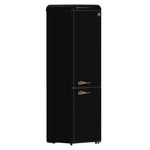 Forno Storico 22-Inch Retro bottom freezer Fridge in Black, 9 cu.ft, copper-tone handle - BonPrix Électroménagers