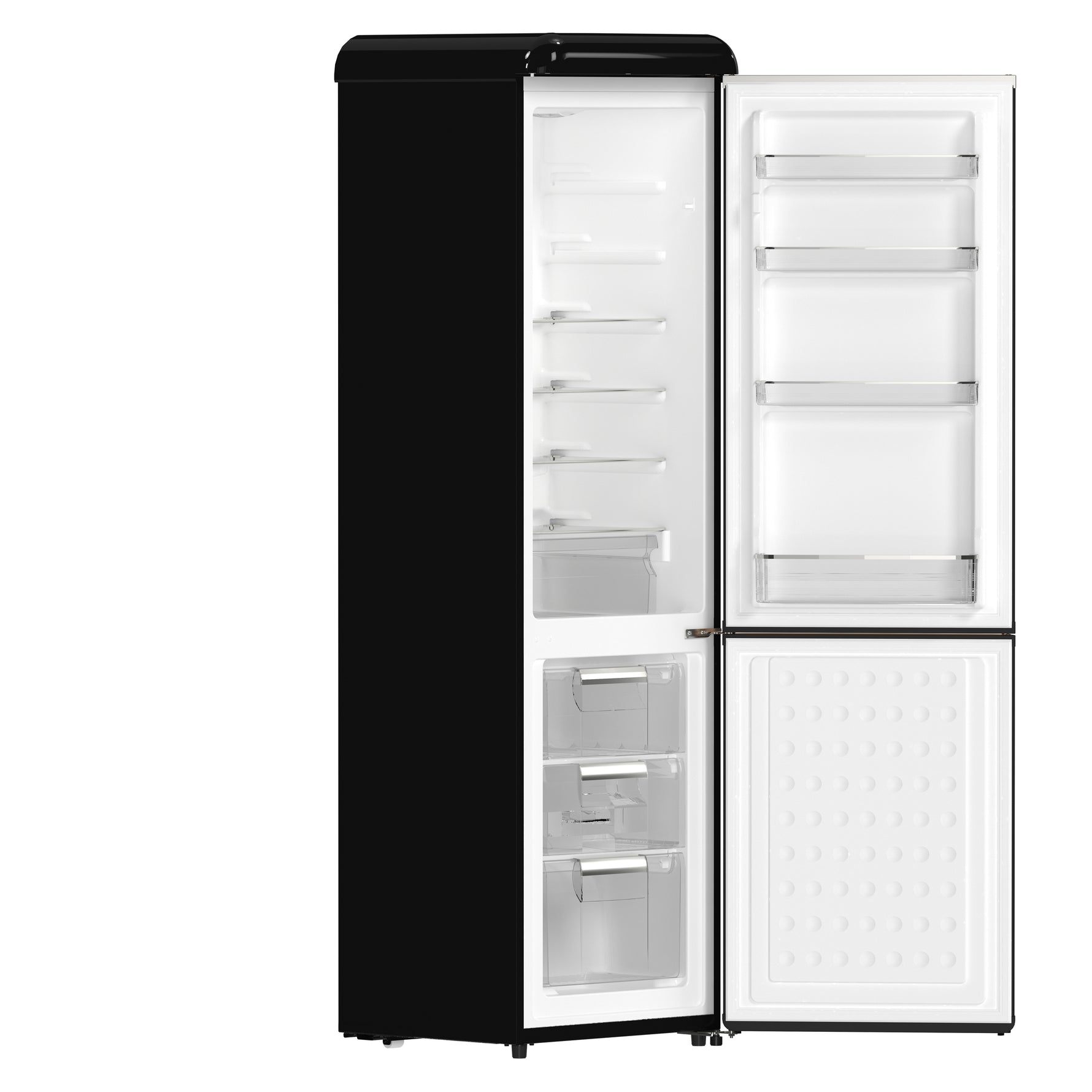Forno Storico 22-Inch Retro bottom freezer Fridge in Black, 9 cu.ft, copper-tone handle - BonPrix Électroménagers