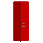 Forno Storico 22-Inch Retro bottom freezer Fridge in Red, 9 cu.ft, silver handle - BonPrix Électroménagers