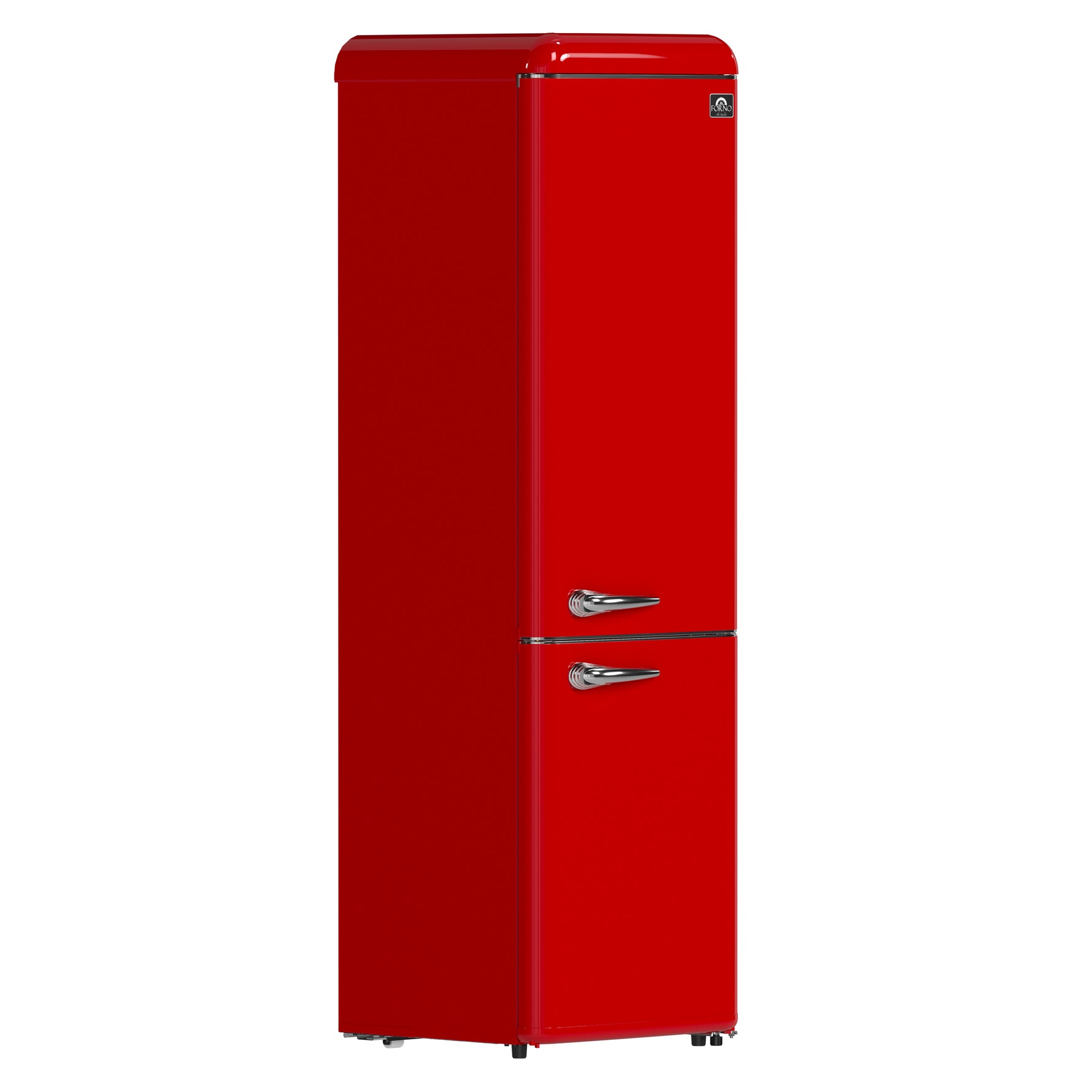 Forno Storico 22-Inch Retro bottom freezer Fridge in Red, 9 cu.ft, silver handle - BonPrix Électroménagers