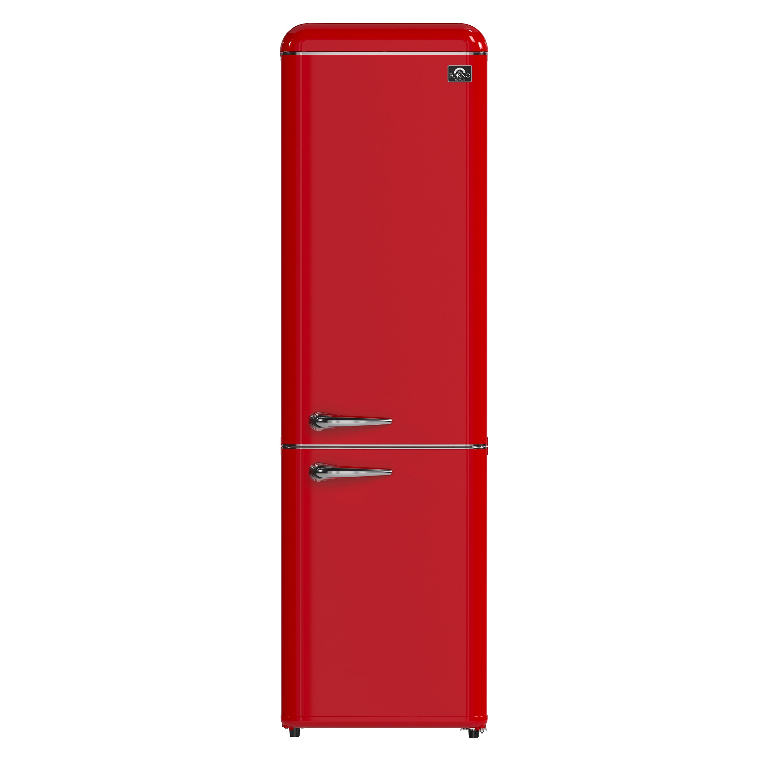 Forno Storico 22-Inch Retro bottom freezer Fridge in Red, 9 cu.ft, silver handle - BonPrix Électroménagers