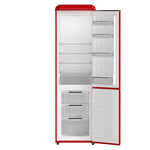 Forno Storico 22-Inch Retro bottom freezer Fridge in Red, 9 cu.ft, silver handle - BonPrix Électroménagers